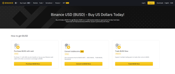 Screenshot Binance USD